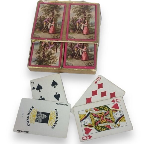 Congress Boxed Bridge Set Vintage Bridge Score Pad Book Bicycle Card Tray Bundle - Picture 8 of 16